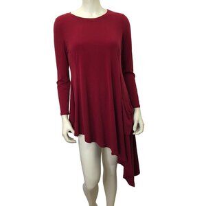 $128 IC COLLECTION BY CONNIE K Soft Knit Asymmetrical Hem Tunic Top SZ‎ LG NWT